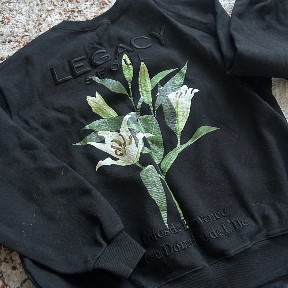 Black Sweatshirt with Floral Design